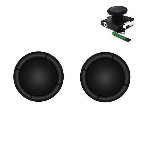 BRHE Replacement Thumb Grip Caps for Nintendo Switch Original 3D Analog Stick and Nintendo Switch Lite Joy Con Joystick Silicone Rubber Cover Set 2 Pack (Black)