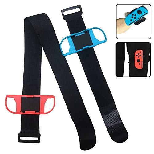U-smile 2 Packs for Switch Dancing Wrist Strap + Fitness Ring Leg Strap, Adjustable Elastic for Switch Dance Armband for Joy Con Wrist Strap