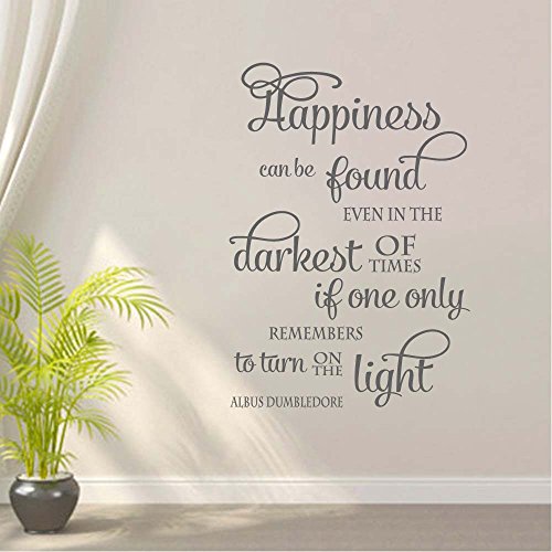 BATTOO Happiness can be Found Wall Decal Quote Wall Decor – Nursery Baby Children Wall Decals Lettering – Vinyl Wall Decal Sticker(Dark Gray, 15.5″ WX22 H)