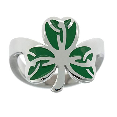 Joyful Sentiments Celtic Jewelry Stainless Steel Shamrock Thumb Ring